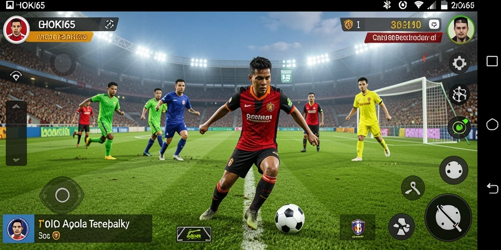 Tampilan gameplay HOKI65 menampilkan pertandingan sepak bola yang mendebarkan.
