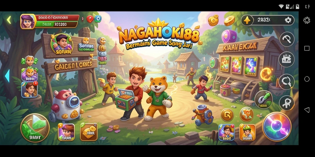 Tampilan gameplay NAGAHOKI88 yang penuh warna dan menyenangkan.