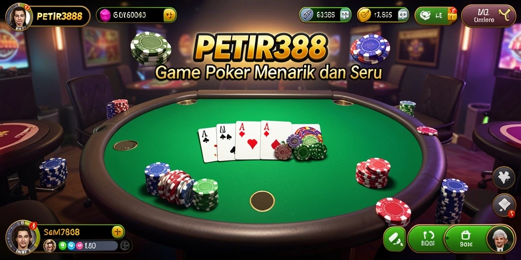 Tampilan gameplay Poker yang seru dan mengasyikkan di PETIR388.