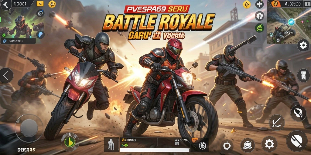 Tampilan gameplay menarik dalam VESPA69 dengan aksi Battle Royale.
